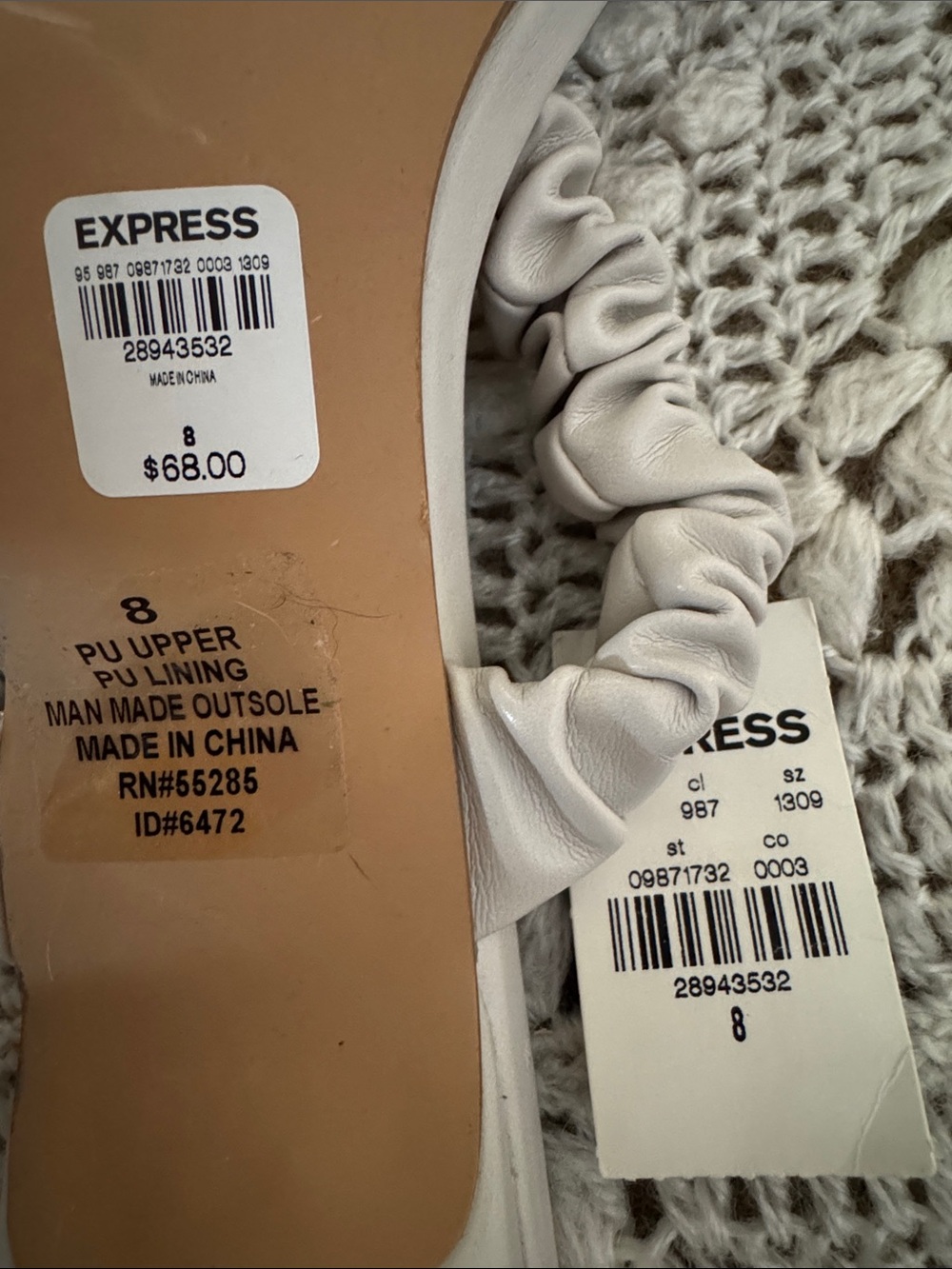 Express Ruched-Strap Square-Toe Sandals in Light Beige - Picture 7 of 7
